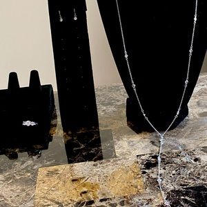 White Italian CZ Ring  Necklace and earrings set